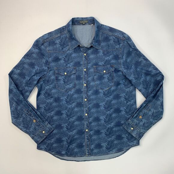 Paisley & Gray Shirt Mens L Large Cadet Pearl Snap Button Tropical Floral Cotton - Picture 2 of 10